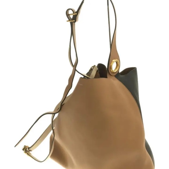 BURBERRY Light Camel Leather Grommet Detail Hobo Bag brown leather with tag - Picture 2 of 4